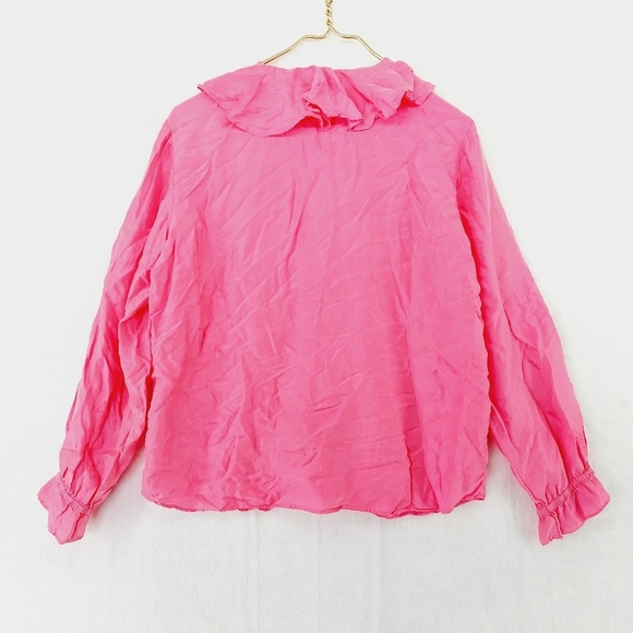 Fenn Wright & Manson Silk Pink Long Sleeve Button Down Front  Ruffle Shirt P3061 - Picture 4 of 6